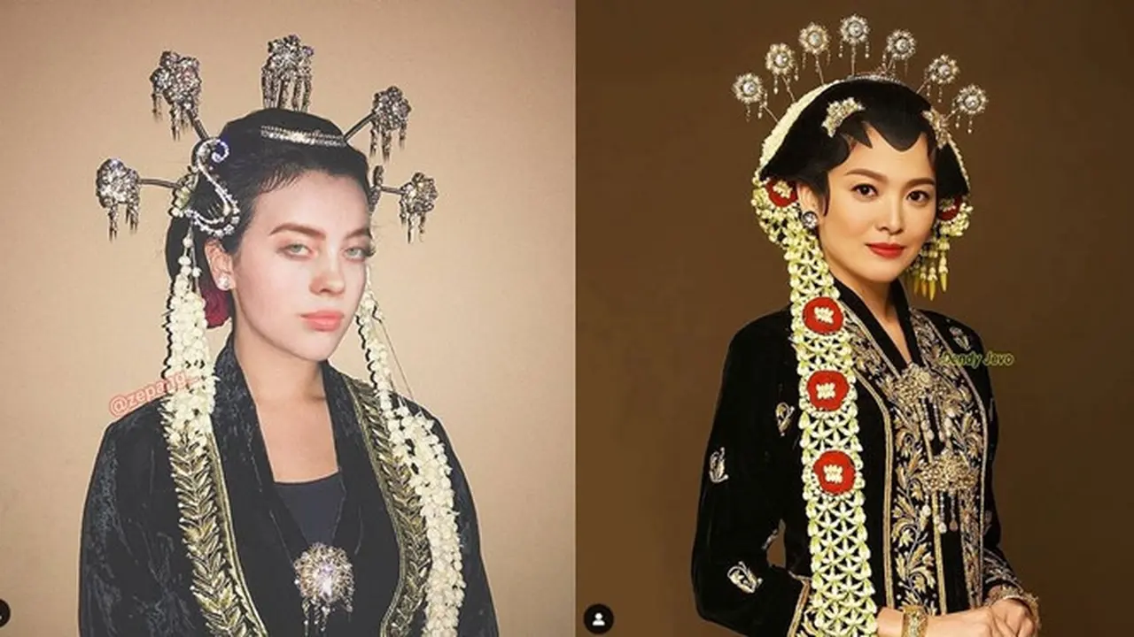 6 Editan Foto Seleb Dunia Pakai Busana Pengantin Adat Jawa, Kelewat Unik