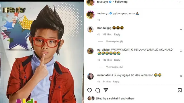 Aldy Maldini disebut mirip Bonge oleh Kiki eks CJR (Foto: Instagram teukuryz)