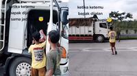 Anak dan bapak jadi sopir truk (TikTok/@dimasapriansyah_14)