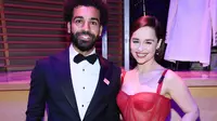 Mohamed Salah saat berfoto bareng salah satu bintang Game of Throne, Emilia Clarke (AFP)