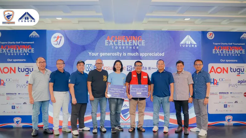 PT Tugu Reasuransi Indonesia (Tugure) menggelar Tugure Charity Golf Tournament di Suvarna Golf Club, Jakarta, Rabu 7 Agustus 2024 sekaligus donasi untuk Palang Merah Indonesia (PMI) dan Yayasan Pita Kuning Anak Indonesia (YPKAI).