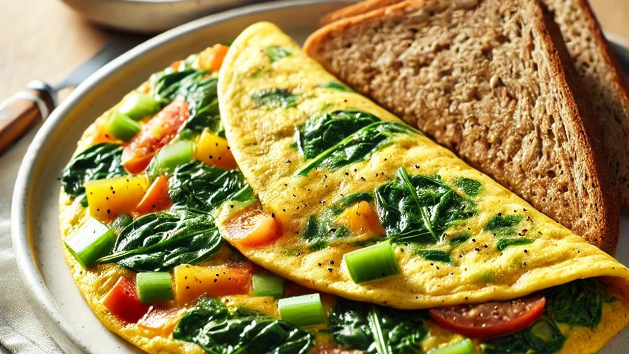 3. Omelet Sayuran dengan Roti Gandum