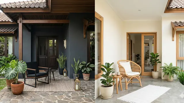 Perbandingan Warna Cat Terang vs Gelap untuk Teras Rumah (Foto: Gemini AI)
