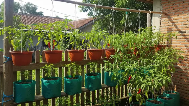 Ide Kebun Cabai Pakai Kompos Dapur yang Cocok untuk Pemula Model Rak Gantung