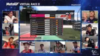 MotoGP Virtual Race jilid II yang berlangsung di Sirkut Red Bull Ring, Austria, Minggu (12/4/2020) malam WIB, berrhasil dimenangkan Francesco Bagnaia. (dok. YouTube MotoGP)