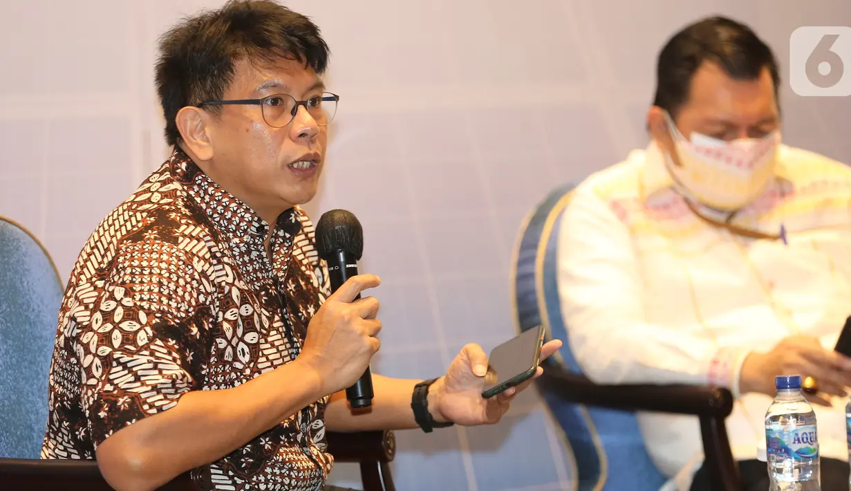 Ketua Umum AESI dalam diskusi mengejar Targer Bauran energi melalui pemanfaatan tenaga hijau di Ibukota Negara Baru di Jakarta. IKN menjadi salah satu upaya dalam mewujudkan penggunaan energi bersih secara massal dengan target bauran energi terbarukan (EBT). (Liputan6.com)