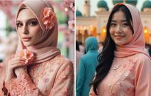 Tren Baju Gamis Warna Peach Blossom untuk Lebaran 2025, Elegan dan Anggun Penuh Bunga