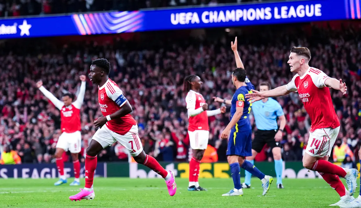 Keberhasilan melaju ke final UCL ini dibarengi dengan catatan rekor tak terkalahkan dalam 14 pertandingan beruntun. Pencapaian tersebut menjadikan The Gunners sebagai tim pertama yang mampu menjaga status unbeaten dengan jumlah laga sebanyak itu dalam satu musim. (John Walton/PA via AP)