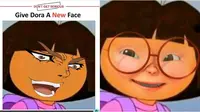 Editan muka Dora the Explorer ala netizen kocak. (Sumber: Twitter/Hollow_Evolt/Alingka1302)