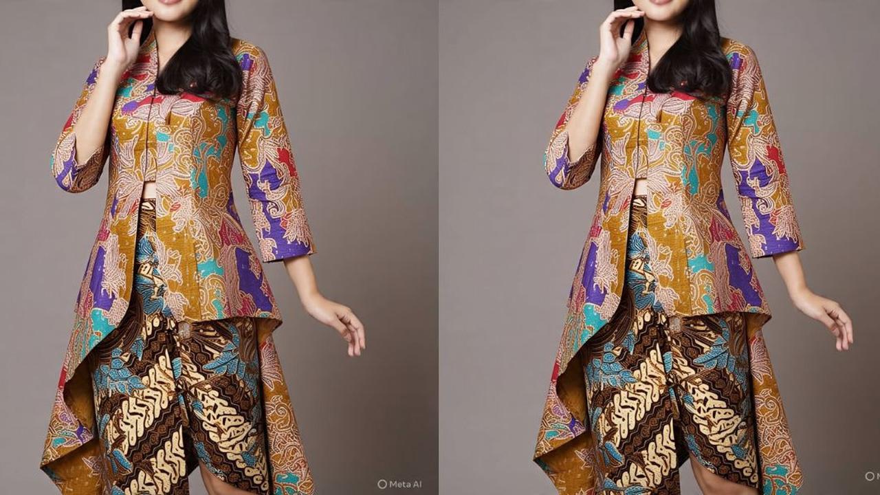 Ilustrasi Tunik Batik Kombinasi Brokat