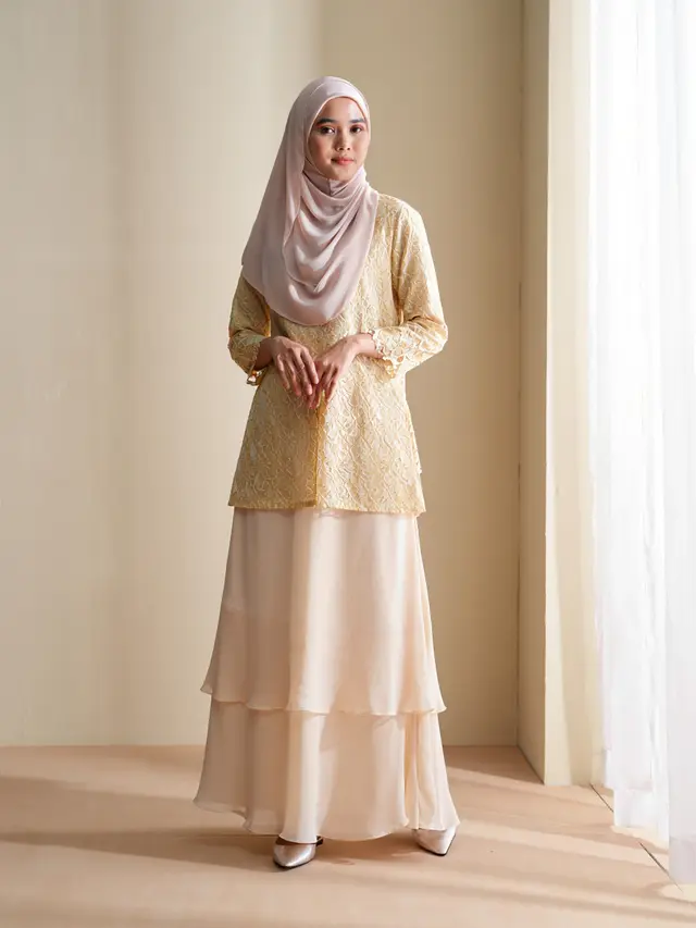 Gamis Brokat Kombinasi Sifon Modern 2025