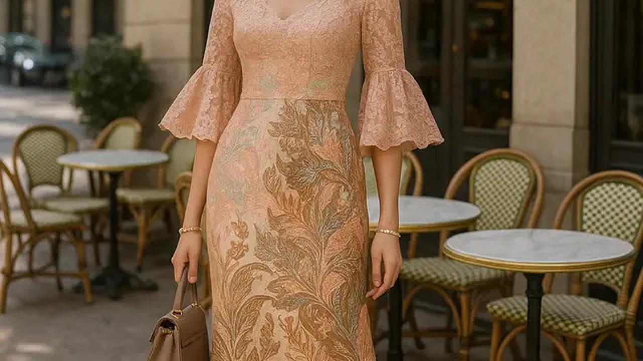 7 Pilihan Long Dress Batik Brokat Lengan Trompet, Mewah &amp; Unik untuk Acara Formal 2025