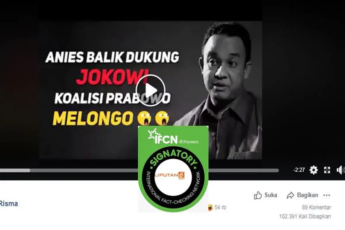 [Cek Fakta] Gambar Tangkapan Layar Video Anies Baswedan