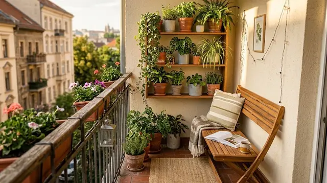 7 Desain Balkon Sempit dengan Rak Tanaman dan Bangku Lipat, Sulap Ruang Kecil Jadi Tempat Nyaman