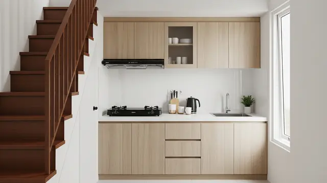 Dapur Garis Tunggal di Bawah Mezzanine