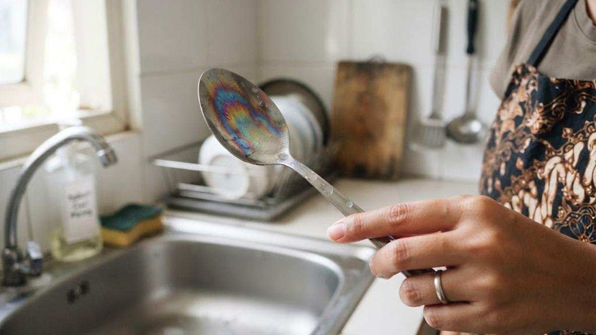 Penyebab Sendok Stainless Steel Kadang Memiliki Bercak Pelangi