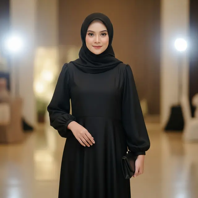 Model Gamis Hitam Polos Elegan untuk Acara Formal