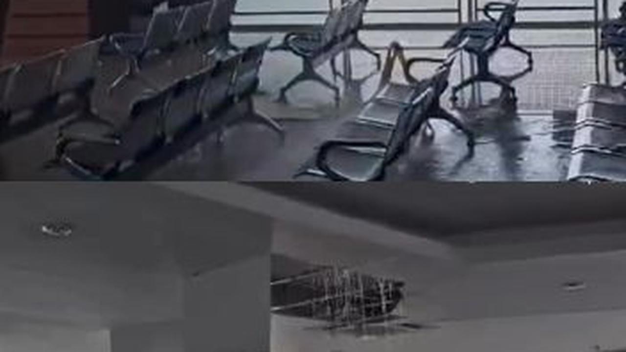 Hujan Lebat, Atap Bandara Abdulrachman Saleh Malang Bocor Air Mengalir Deras di Ruang Tunggu Penumpang