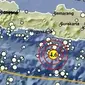 Gempa Magnitudo 4,6 menggetarkan wilayah Gunungkidul, Daerah Istimewa Yogyakarta, Jumat (13/9/2024). (Liputan6.com/ Dok BMKG)