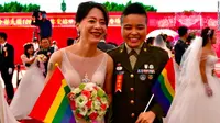 Tentara LGBT di Taiwan berpartisipasi dalam acara nikah massal, diizinkan oleh militer negara (AFP)