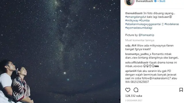 Dian Sastro dan suami di Sumba (instagram.com/therealdisast)
