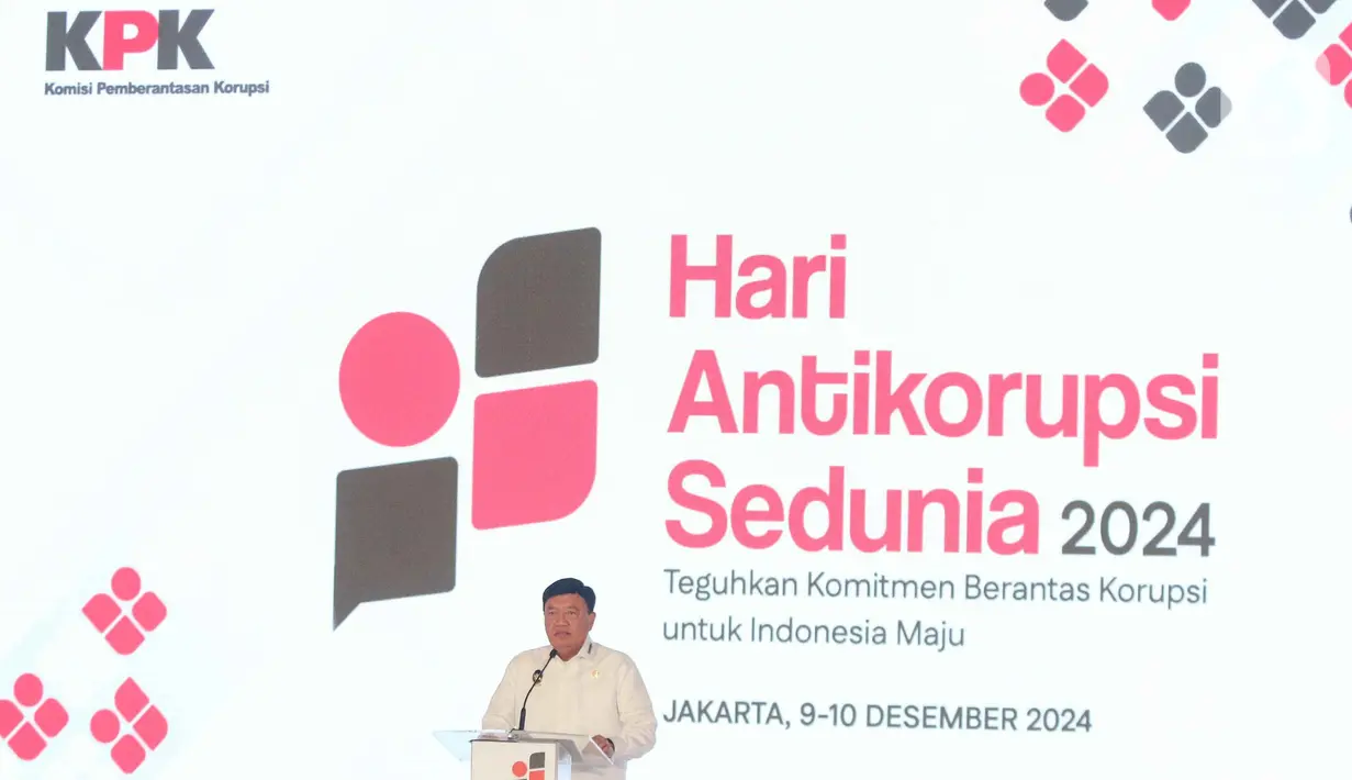 Menteri Koordinator bidang Politik dan Keamanan (Menko Polkam) Budi Gunawan mengatakan bahwa pemberantasan korupsi merupakan upaya panjang yang berkelanjutan, sehingga butuh dukungan semua lini dalam pemberantasannya. (Liputan6.com/Herman Zakharia)