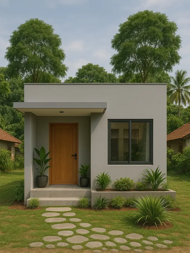 6 Gambar Rumah Sederhana Ukuran 5x7 di Kampung dengan Taman Kecil di