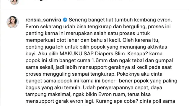Unggahan Rensia Sanvira. (Foto: Dok. Aviona Photo dari Instagram @rensia_sanvira)