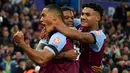 West Ham United semakin terbenam pada menit ke-89. Ini setelah pemain pengganti Leon Bailey mencetak gol penutup yang membuat Aston Villa menang 4-1 atas tim tamu. (AP Photo/Rui Viera)
