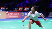 Aksi tunggal putri Indonesia, Thalita Ramadhani, pada pertandingan melawan Australia pada Piala Uber 2026 di Forum Horsens, Denmark, Senin (27/4/2026) dini hari WIB. (PBSI)