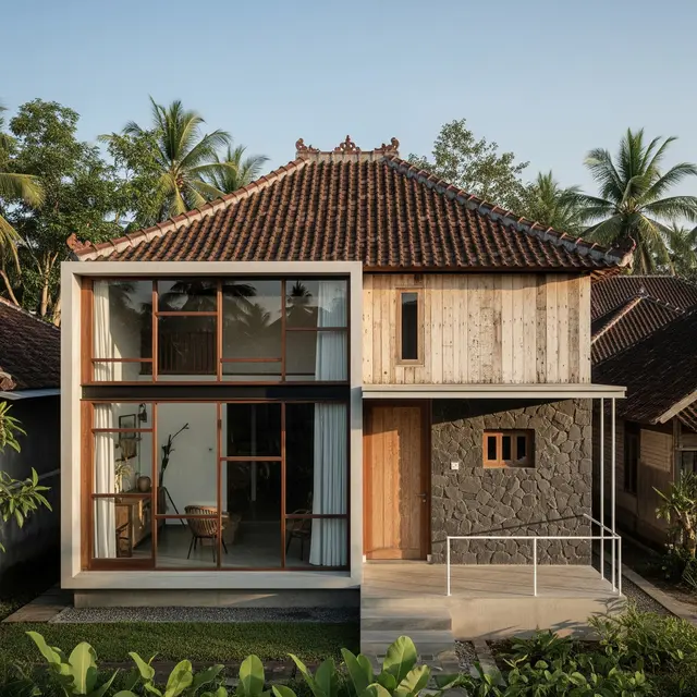 Fasad Rumah Klasik di Desa (Gemini AI)