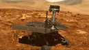 Roh penjelajah ini adalah salah satu dari dua yang diluncurkan ke Mars pada pertengahan 2003. 'Penemu Mars' ini tiba pada Januari 2004, dilengkapi baterai instrumen ilmiah. (businessweek.com)