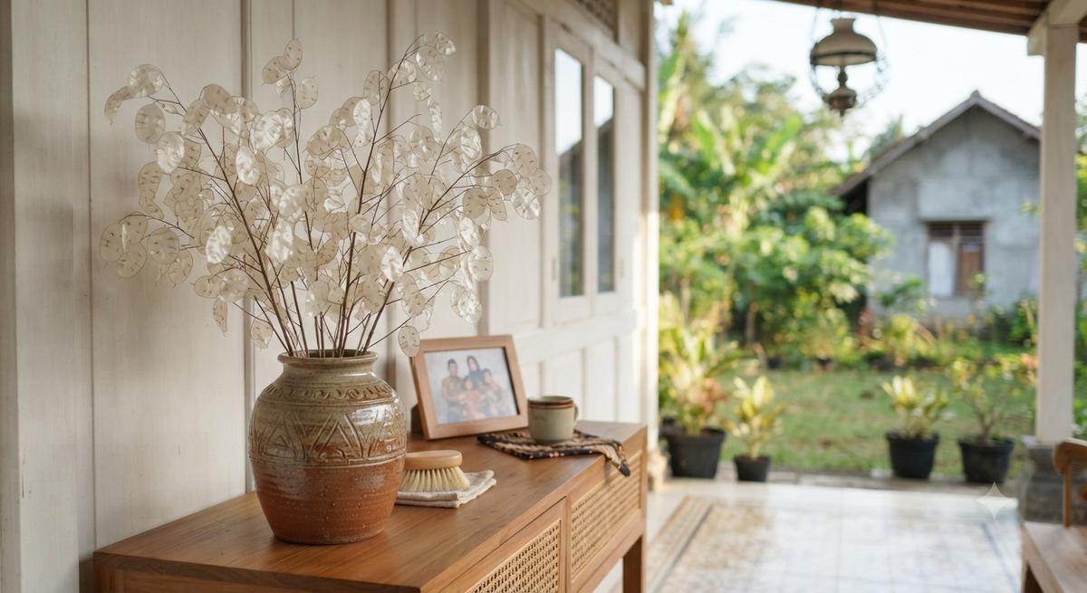Tanaman kering yang tidak mudah berdebu untuk dekorasi rumah sebagai pilihan cerdas penghias ruangan minimalis model lunaria kering