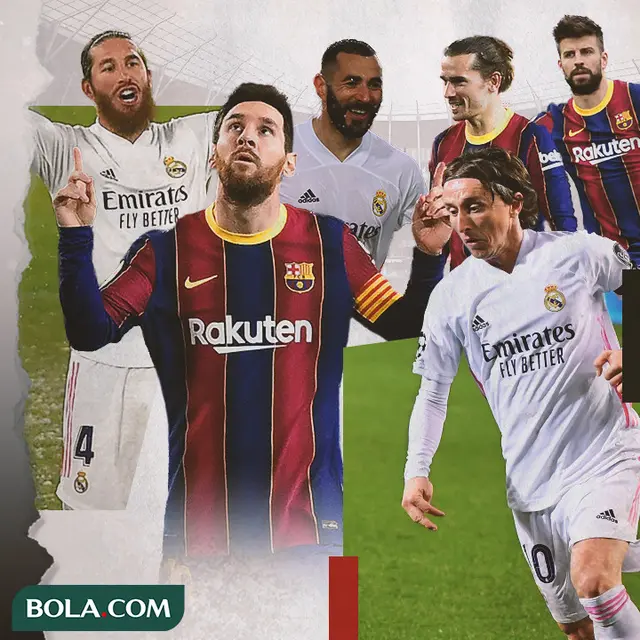 Sergio Ramos, Lionel Messi, Karim Benzema, Antoine Griezmann, Lika Modric dan Gerard Pique