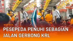 Aksi bapak-bapak pesepeda penuhi sebagian jalan gerbong KRL mengundang perhatian.
