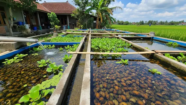 Ilustrasi Budidaya Keong Sawah /Gemini AI