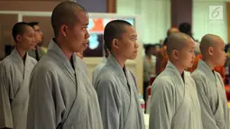 Perwakilan umat Buddha Se Asia saat menghadiri Asian Buddhism Connection Ke 3 di Gedung Praasadha Jinarakkhita, Jakarta, Sabtu (15/9). Konferensi internasional tingkat Asia tersebut berlangsung dari 15 -17 September 2018. (Liputan6.com/Johan Tallo)