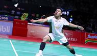Tunggal putra Indonesia Moh. Zaki Ubaidillah atau Ubed melangkah ke babak 16 besar Indonesia Masters 2026 setelah menang atas wakil India Kiran George dengan straight game 21-17 dan 21-14 di Istora Gelora Bung Karno, Senayan, Jakarta, Rabu (21/1). (foto: PBSI)