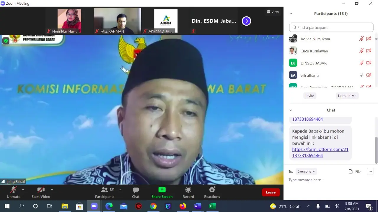Masa Pandemi COVID-19, Jabar Gelar Monitoring Evaluasi Badan Publik Secara Daring