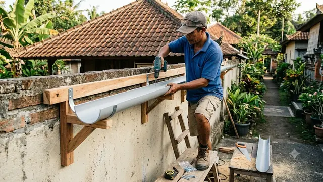 Pasang Rangka Penyangga di Dinding atau Pagar