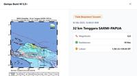 Gempa hari ini, Kamis (16/10/2025) di Indonesia berkekuatan magnitudo 6,6 dengan kedalaman 18 kilometer. (www.bmkg.go.id)