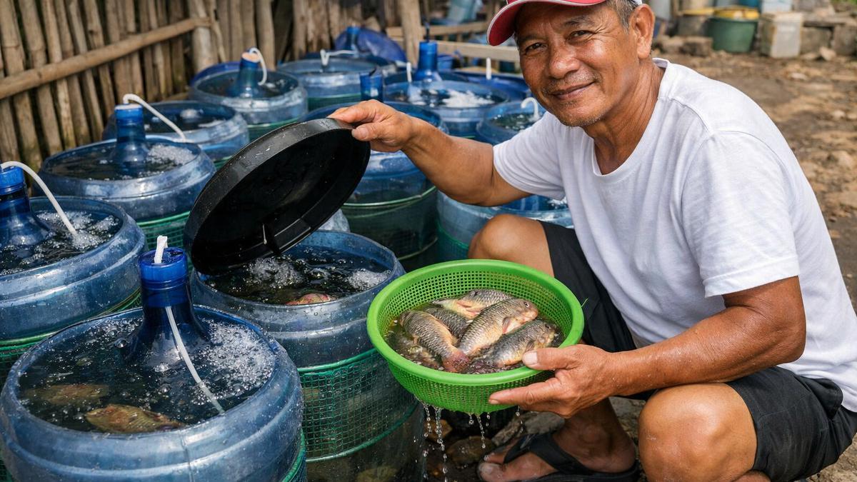 Cara Ternak Nila Galon Bekas untuk Usia 55 Tahun, Lebih Mudah dan Cepat Panen