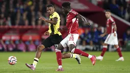Sempat kebobolan oleh gol Mohamed Amdouni, mereka membalas lewat gol Callum Hudson-Odoi. (Tim Goode/PA via AP)