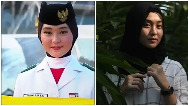 6 Potret Ayumi Putri Sasaki, Pembawa Baki Upacara Penurunan Bendera HUT ke-77 RI