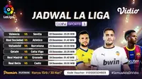 Pertandingan lengkap La Liga Spanyol pekan ke-15 dapat diskaksikan melalui platform streaming Vidio. (Dok. Vidio)