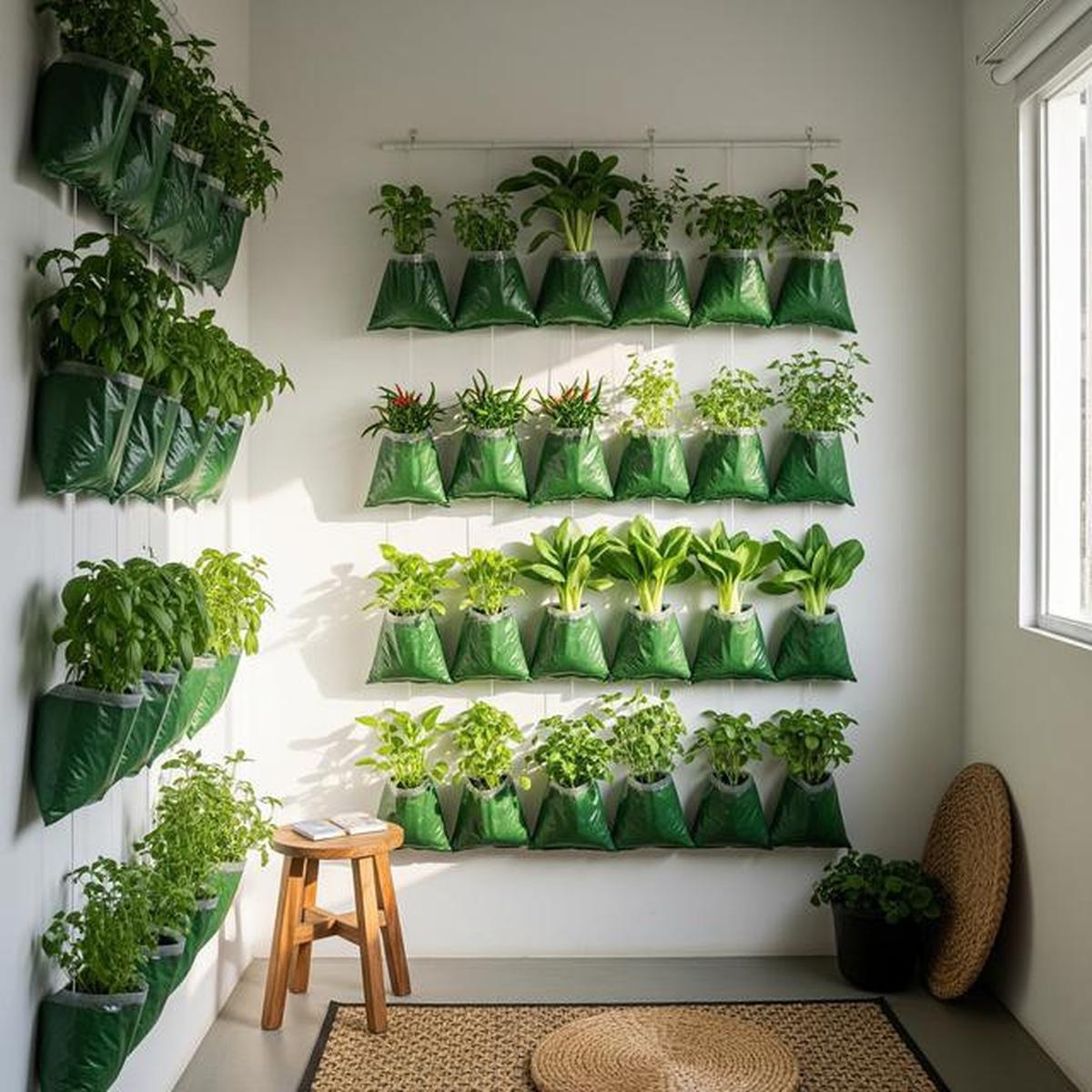 9 Desain Kebun Sayur Vertikal dari Kantong Kresek, Solusi Mandiri Pangan di Lahan Sempit