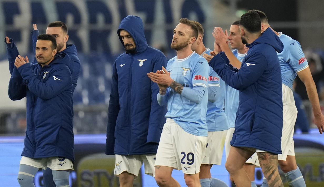 Hingga laga usai skor 1-1 tetap bertahan. Dengan hasil ini Lazio masih tertahan di posisi ketiga klasemen sementara dengan mengemas 38 poin. (AP Photo/Alessandra Tarantino)