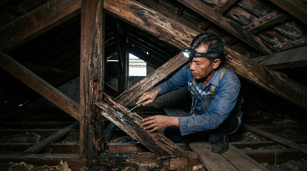 Cara Memeriksa Rangka Atap Rumah yang Mulai Lapuk (AI Generated)