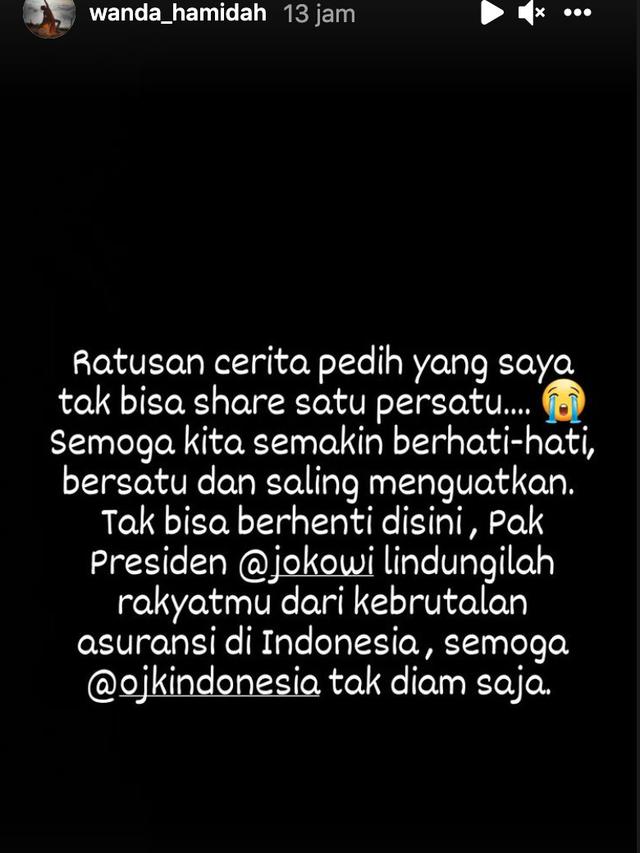 Unggahan Wanda Hamidah. (Foto: Instagram @wanda_hamidah)