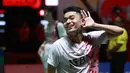 <p>Pebulutangkis ganda putra Indonesia, Leo Rolly Carnando merayakan kemenangan saat melawan pebulutangkis ganda putra Jepang, Takuro Hoki/Yugo Kobayashi pada laga semifinal Indonesia Masters 2023 di Istora Senayan, Jakarta, Sabtu (28/01/2023). Leo/Daniel menang dengan skor 18-21, 21-17, 21-3. (Bola.com/M. Iqbal Ichsan)</p>